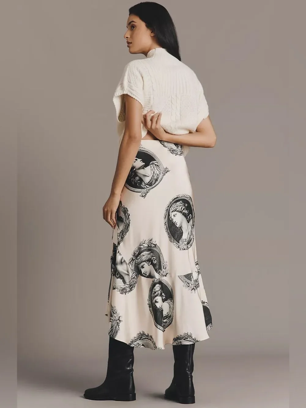 New Anthropologie  Maeve Bias-Cut Satin Midi Skirt Size XS